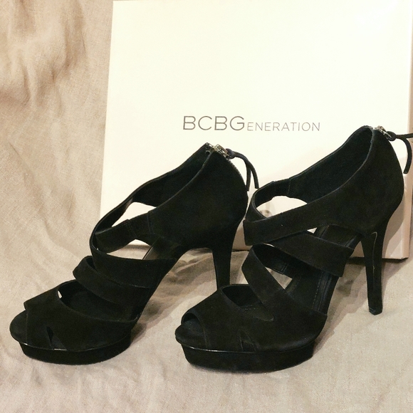 BCBGeneration black suede Kruz stiletto sandals, size 9, NIB - Picture 2 of 9